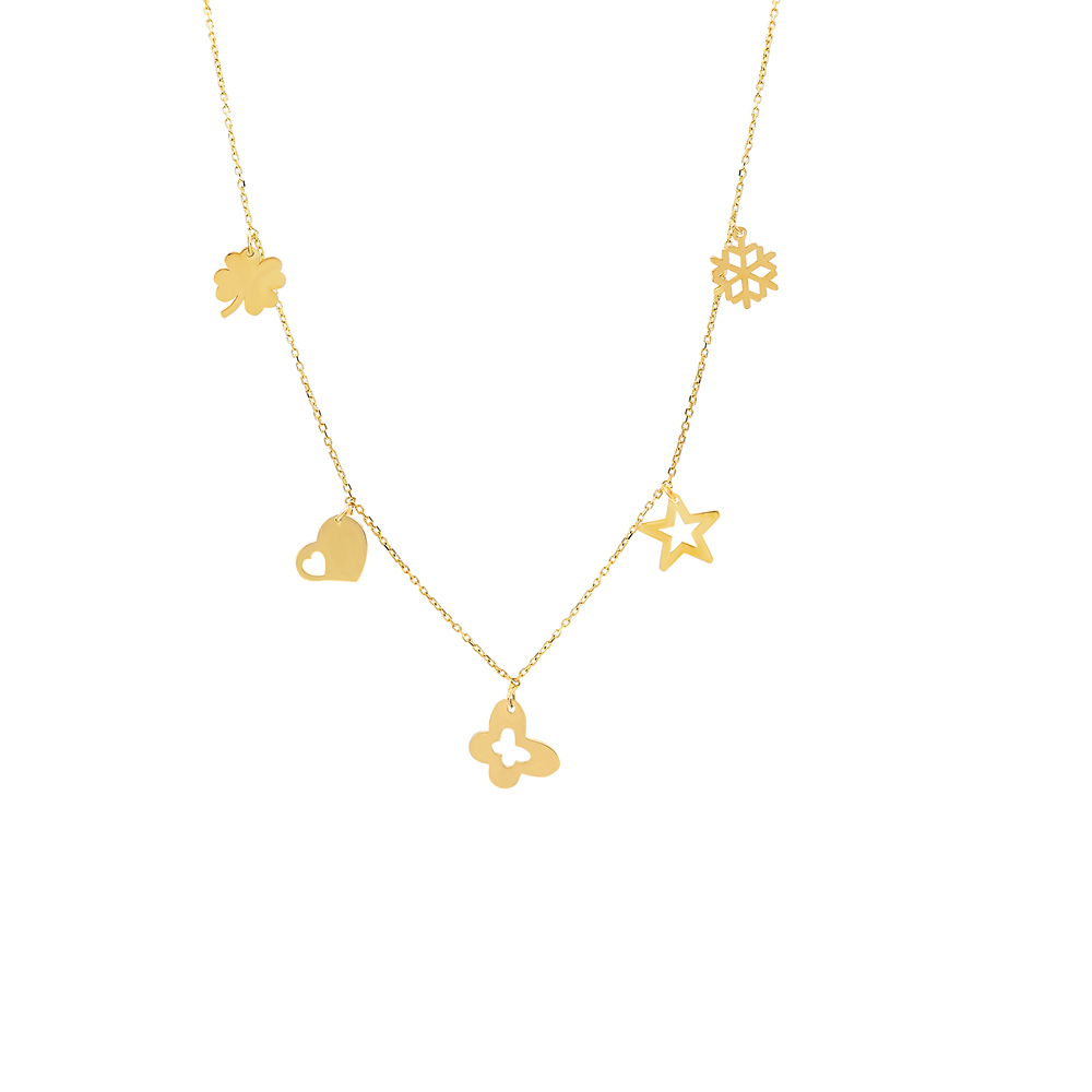 Glorria 14k Solid Gold Luck Necklace