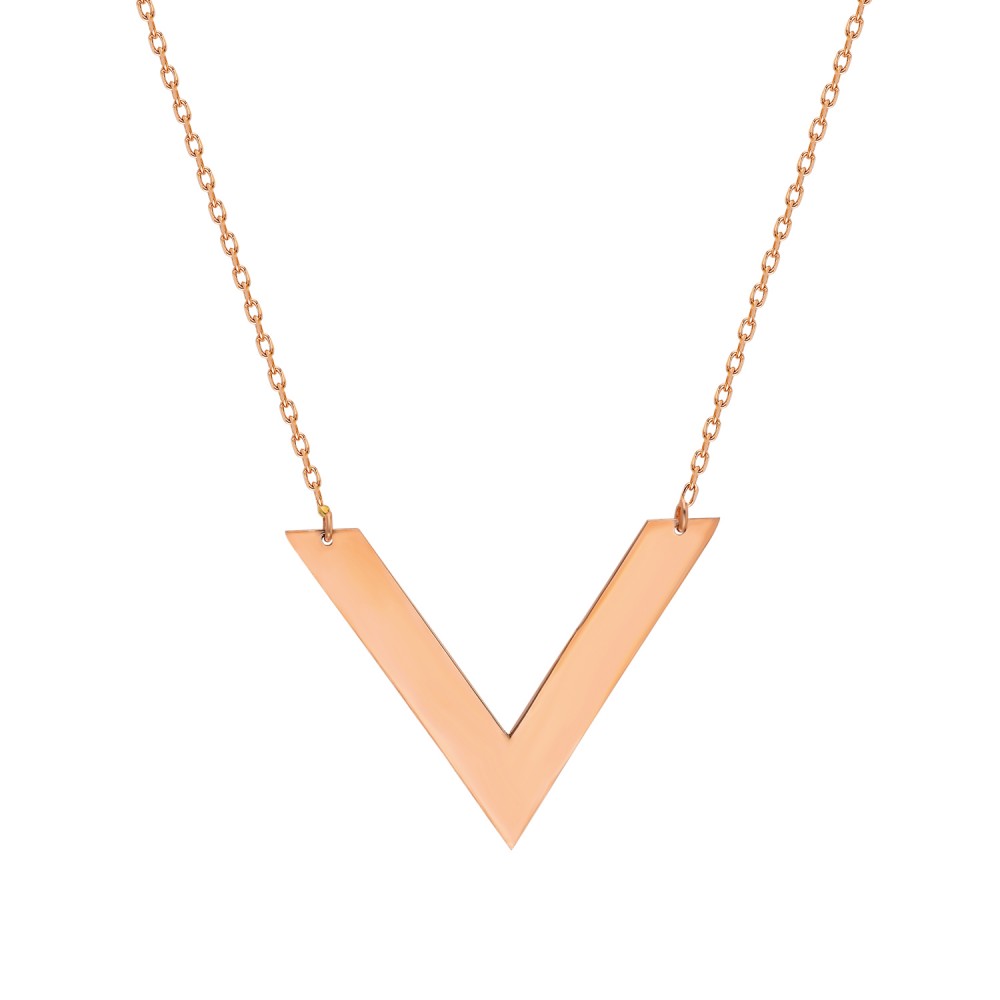 Glorria 14k Solid Gold V Necklace