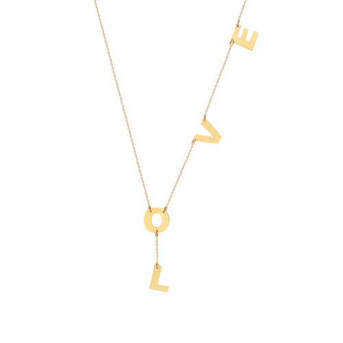 Glorria 14k Solid Gold Letter V Necklace