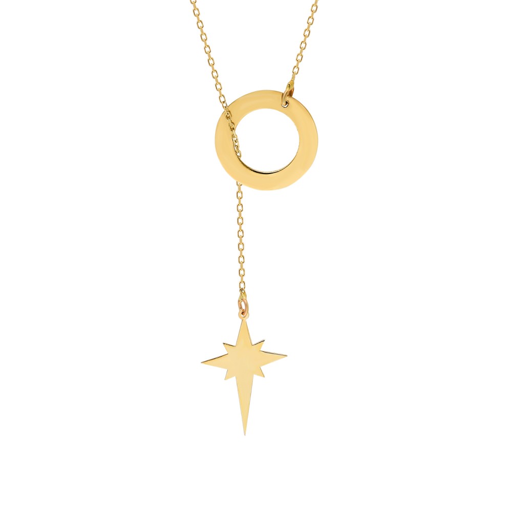 Glorria 14k Solid Gold Polar Star Necklace