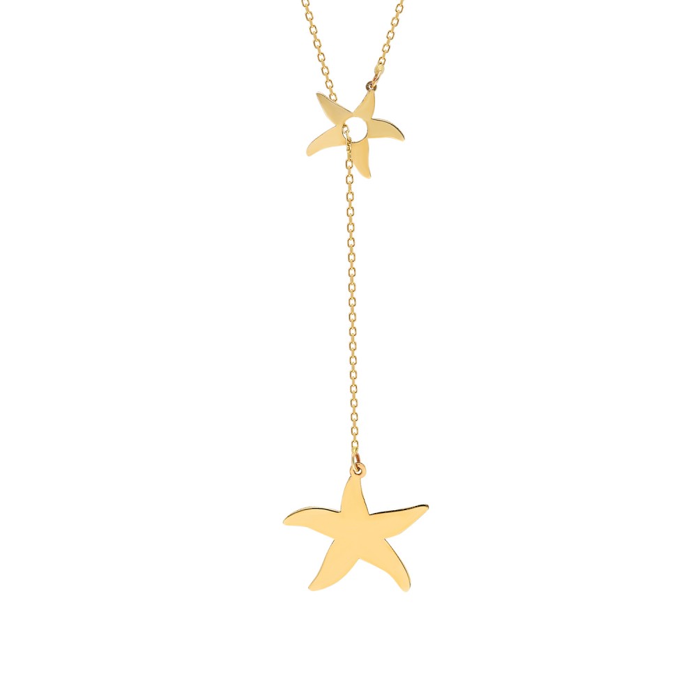 Glorria 14k Solid Gold Starfish Necklace