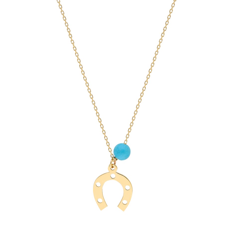 Glorria 14k Solid Gold Turquoise Luck Necklace