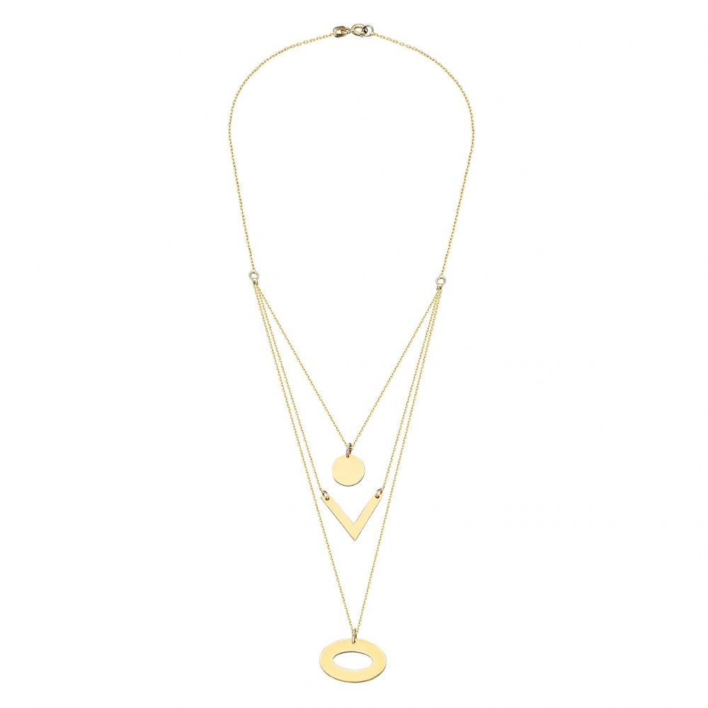 Glorria 14k Solid Gold Three Combine Necklace