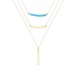 Glorria 14k Solid Gold Three Combine Turquoise Stripe Necklace