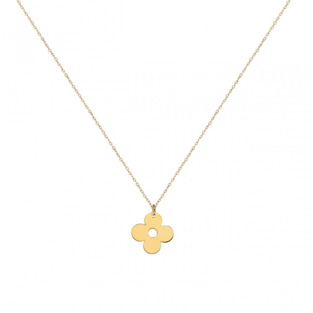 Glorria 14k Solid Gold Flower Necklace