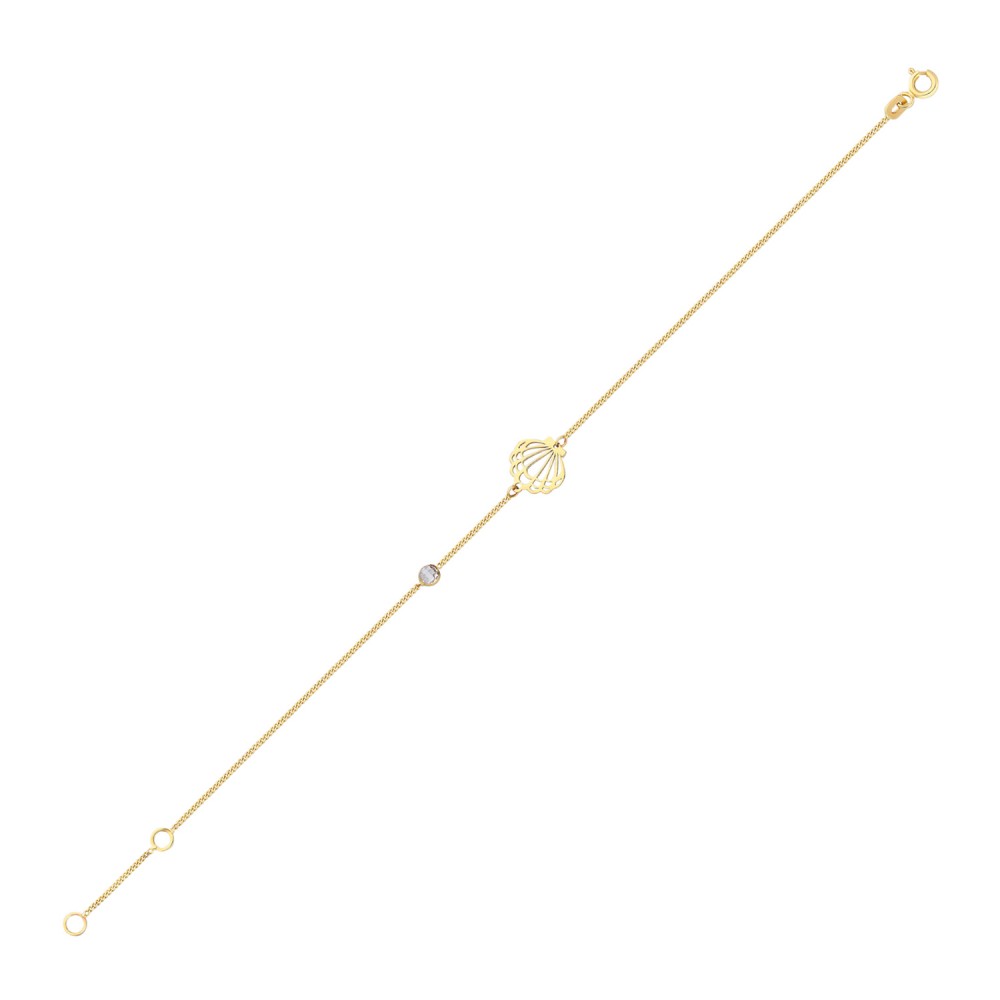 Glorria 14k Solid Gold Oyster Curb Bracelet