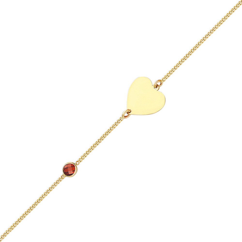 Glorria 14k Solid Gold Heart Curb Bracelet