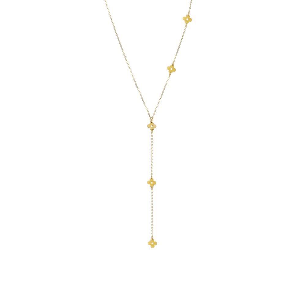 Glorria 14k Solid Gold Flower Necklace