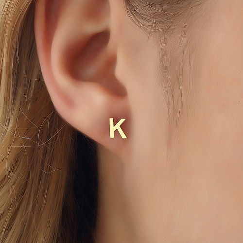 14k gold letter k earrings