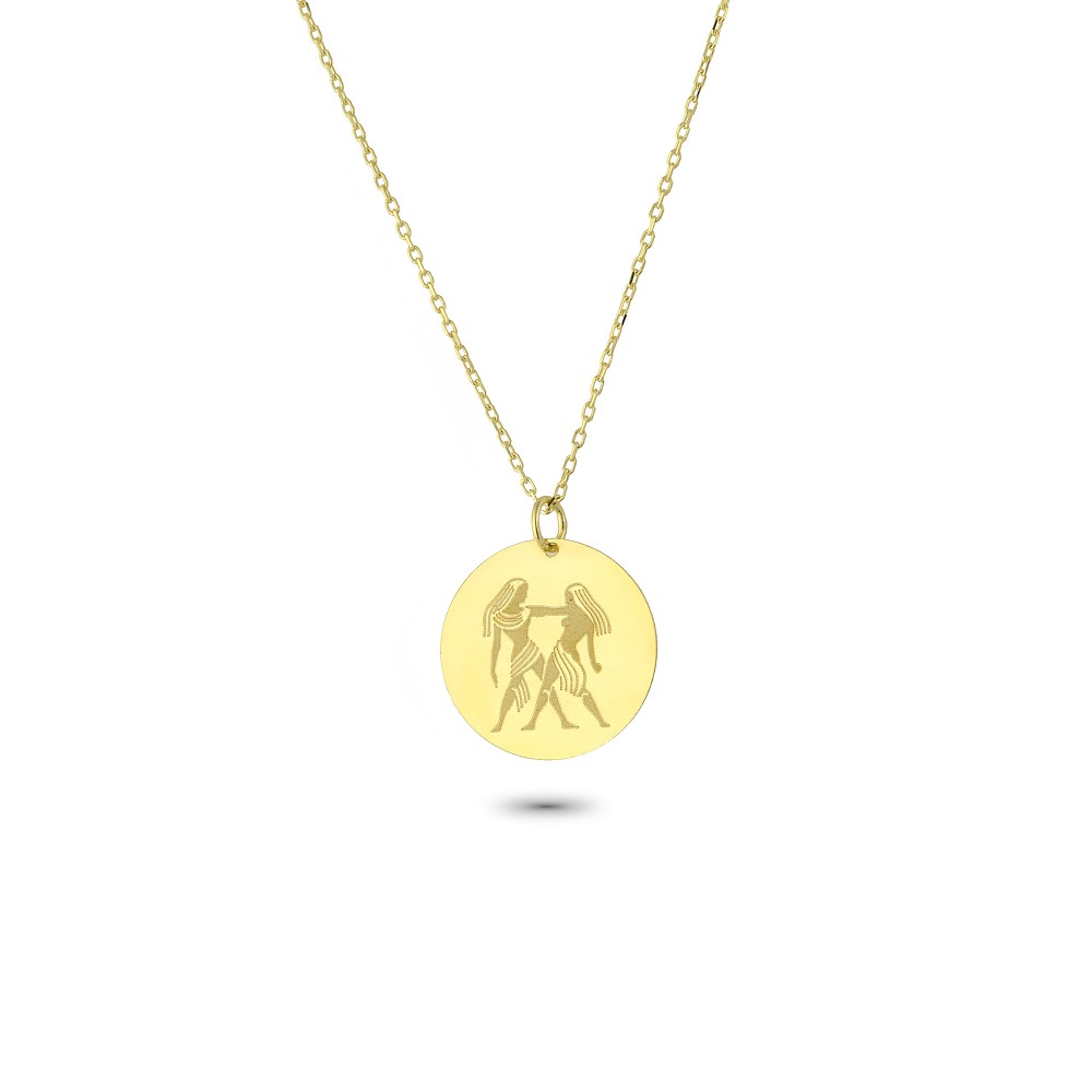 Glorria 14k Solid Gold Gemini Zodiac Necklace