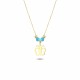 Glorria 14k Solid Gold Color Stone Butterfly Necklace