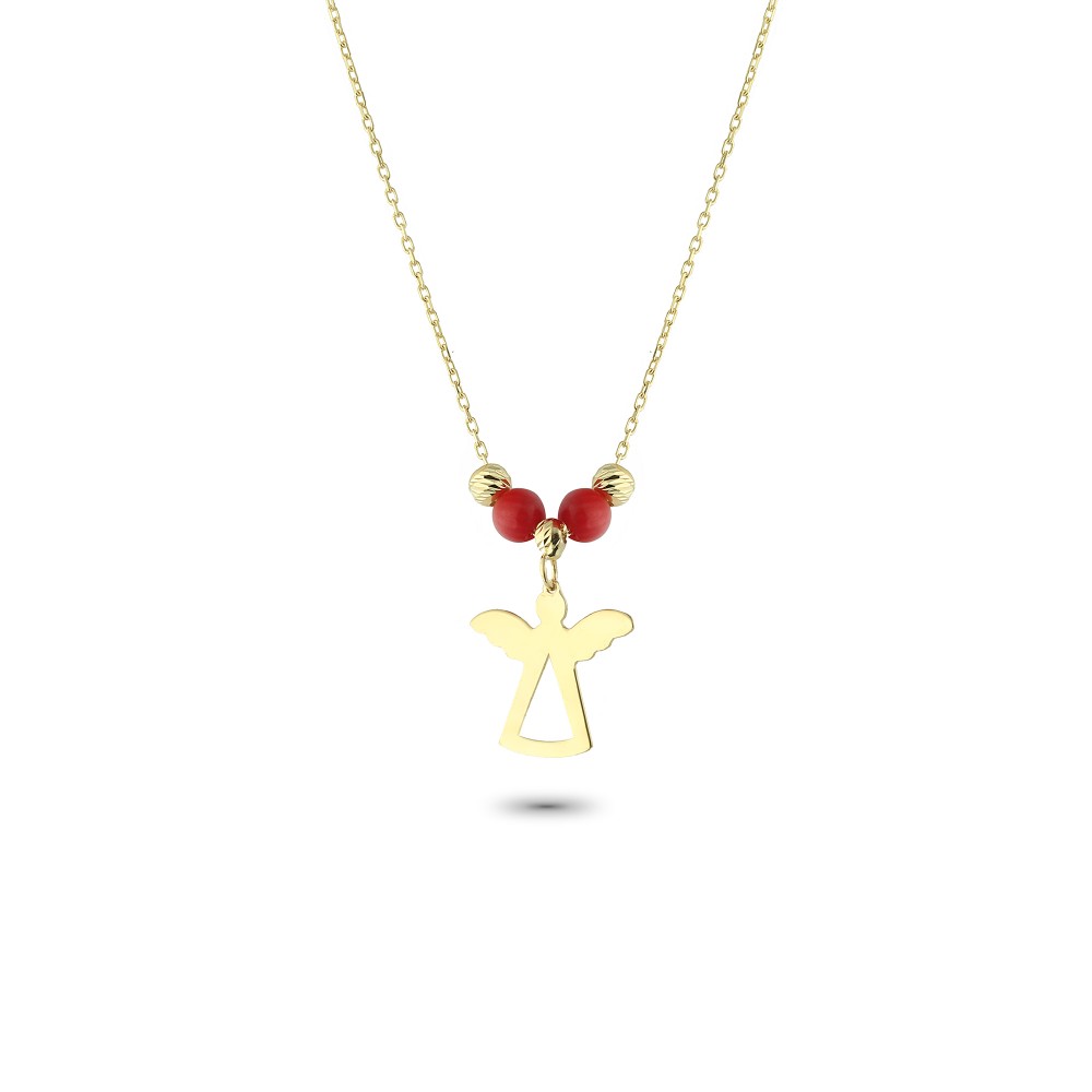 Glorria 14k Solid Gold Color Stone Angel Necklace