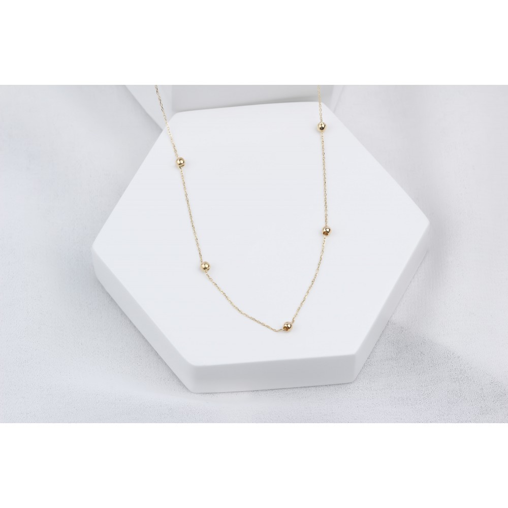 Glorria 14k Solid Gold Ball Necklace