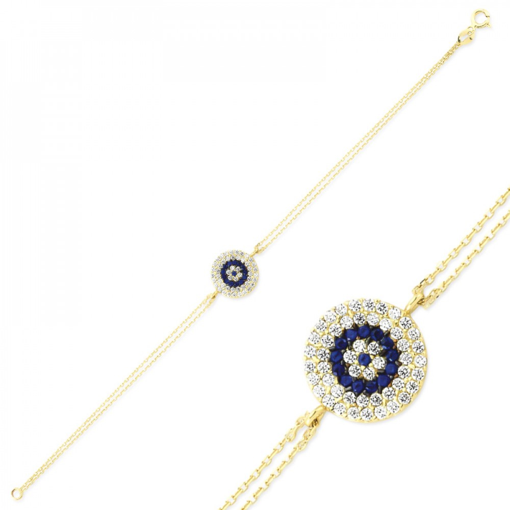 Glorria 14k Solid Gold Evil Eye Bead Bracelet