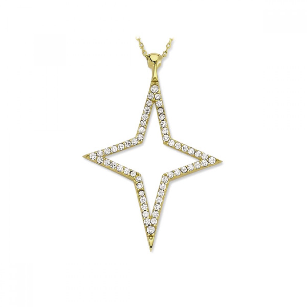 Glorria 14k Solid Gold Polar Star Necklace