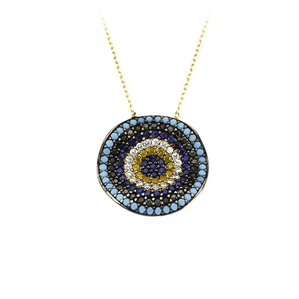 Glorria 14k Solid Gold Evil Eye Bead Necklace