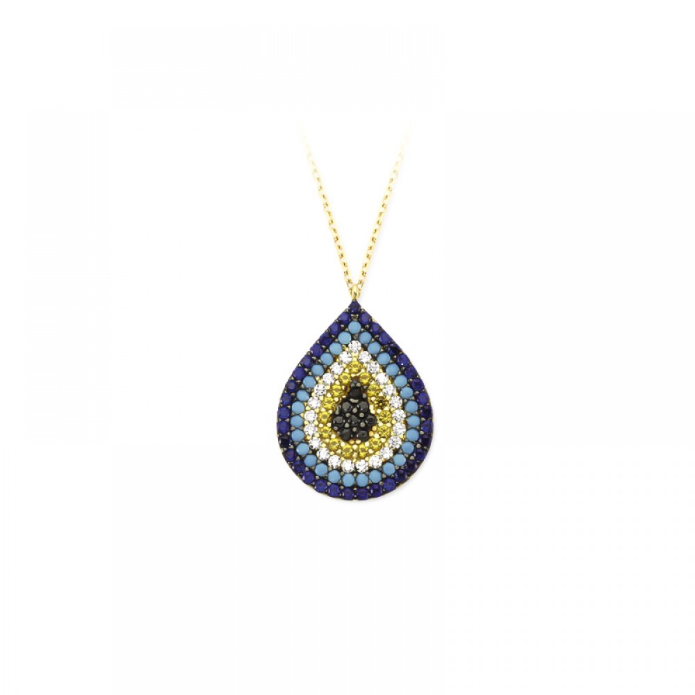 Glorria 14k Solid Gold Evil Eye Bead Necklace