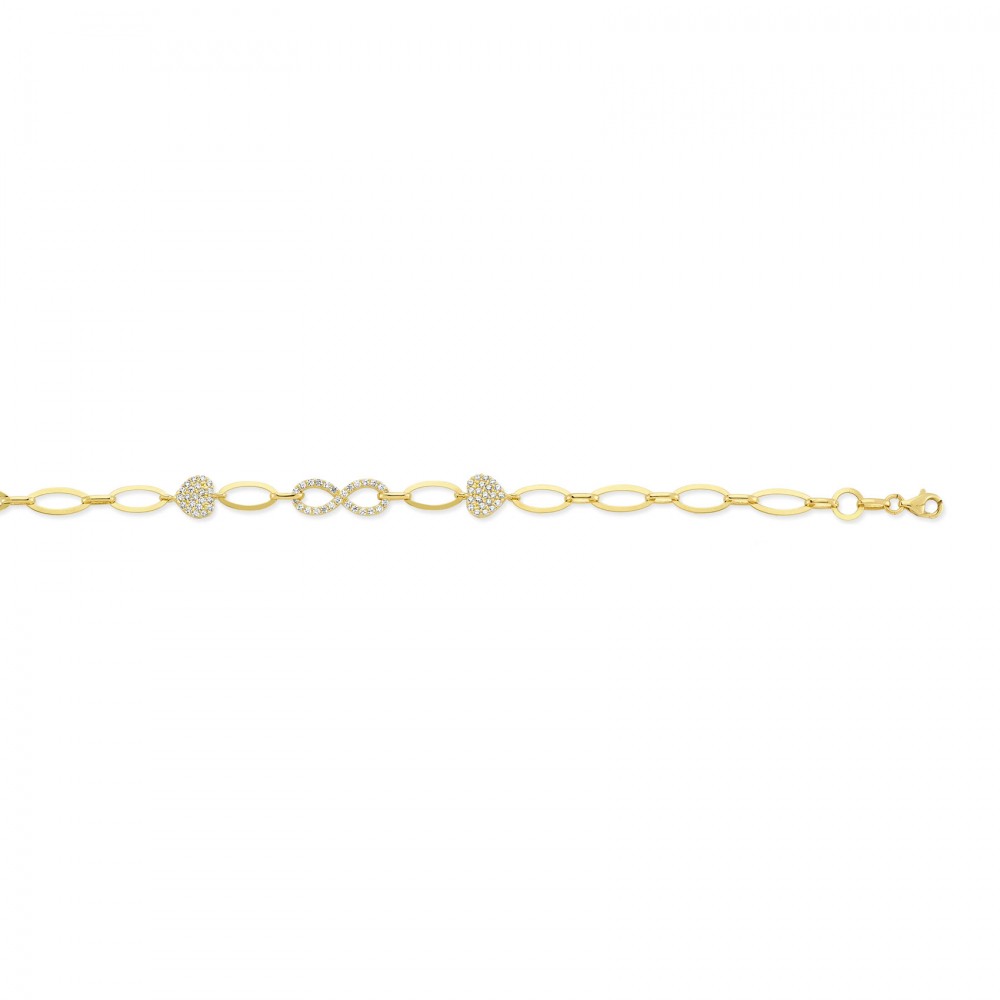 Glorria 14k Solid Gold Heart Pave Bracelet