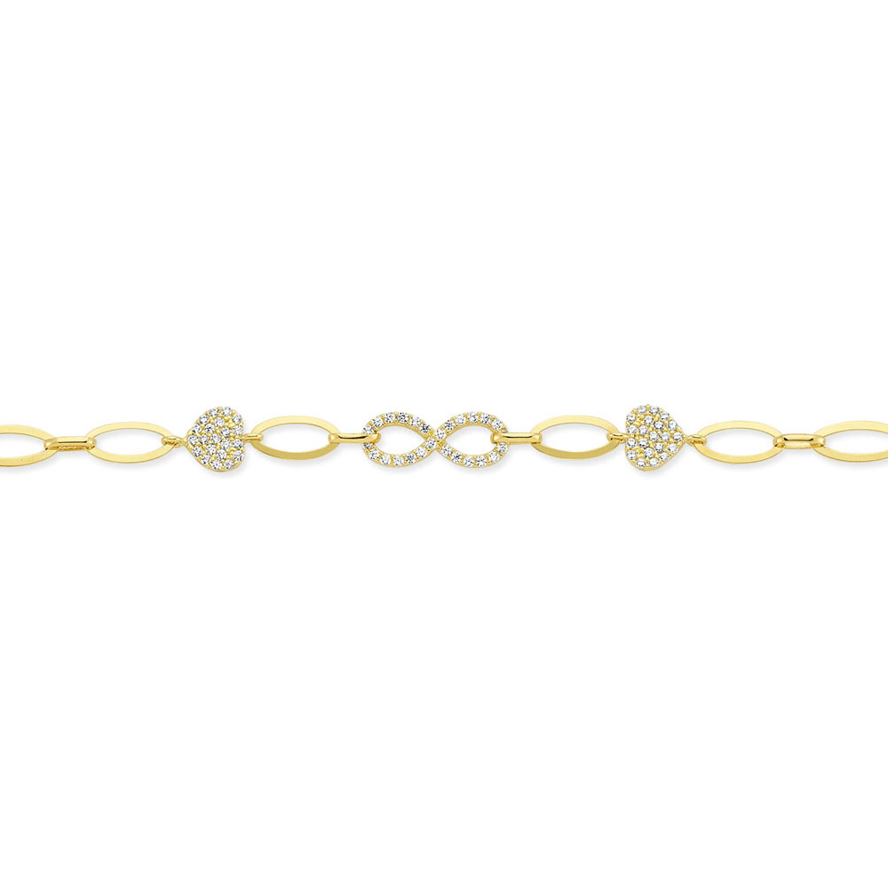 Glorria 14k Solid Gold Heart Pave Bracelet