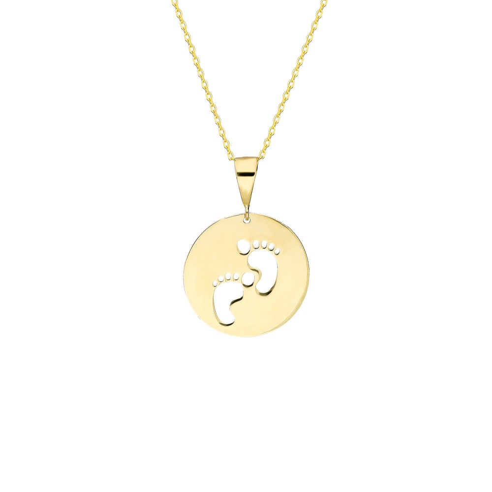 Glorria 8k Solid Gold Footprint Pendant